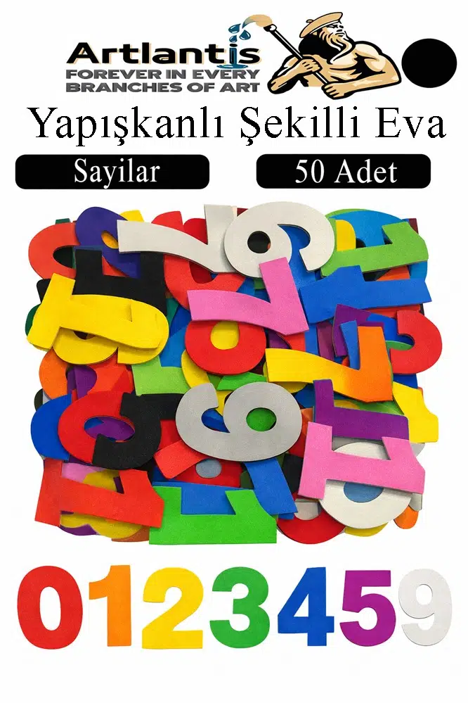 Şekilli Eva Yapışkanlı 50 li 1 Paket Kendinden Yapışkanlı Eva Sticker Okul Öncesi Kreş Ana Sınıfı Etkinlik Proje - Siyah