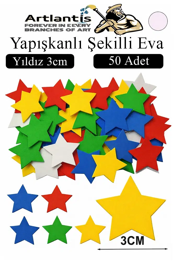Şekilli Eva Yapışkanlı 50 li 1 Paket Kendinden Yapışkanlı Eva Sticker Okul Öncesi Kreş Ana Sınıfı Etkinlik Proje - Açık Pembe