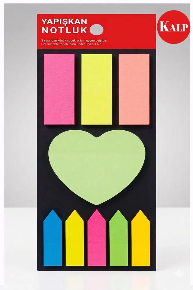 Şekilli Yapışkanlı Not Kağıdı 5 Renk 1 Adet Neon Renkler Neon Ayraç Karışık Şekilli Fosforlu Not Kağıdı - Kırmızı