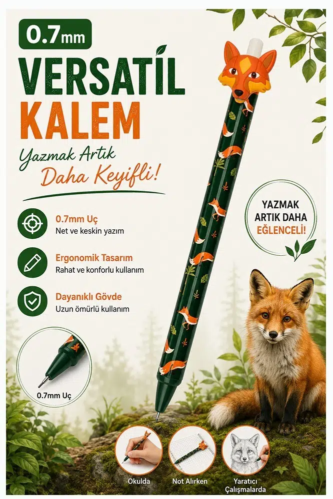 Uçlu Kalem 0.7 mm 1 Adet Fixpoint 4734 0.7mm Uçlu Versatil Mekanik Uçlu Kurşun Kalem Hayvan Figürlü - Sarı